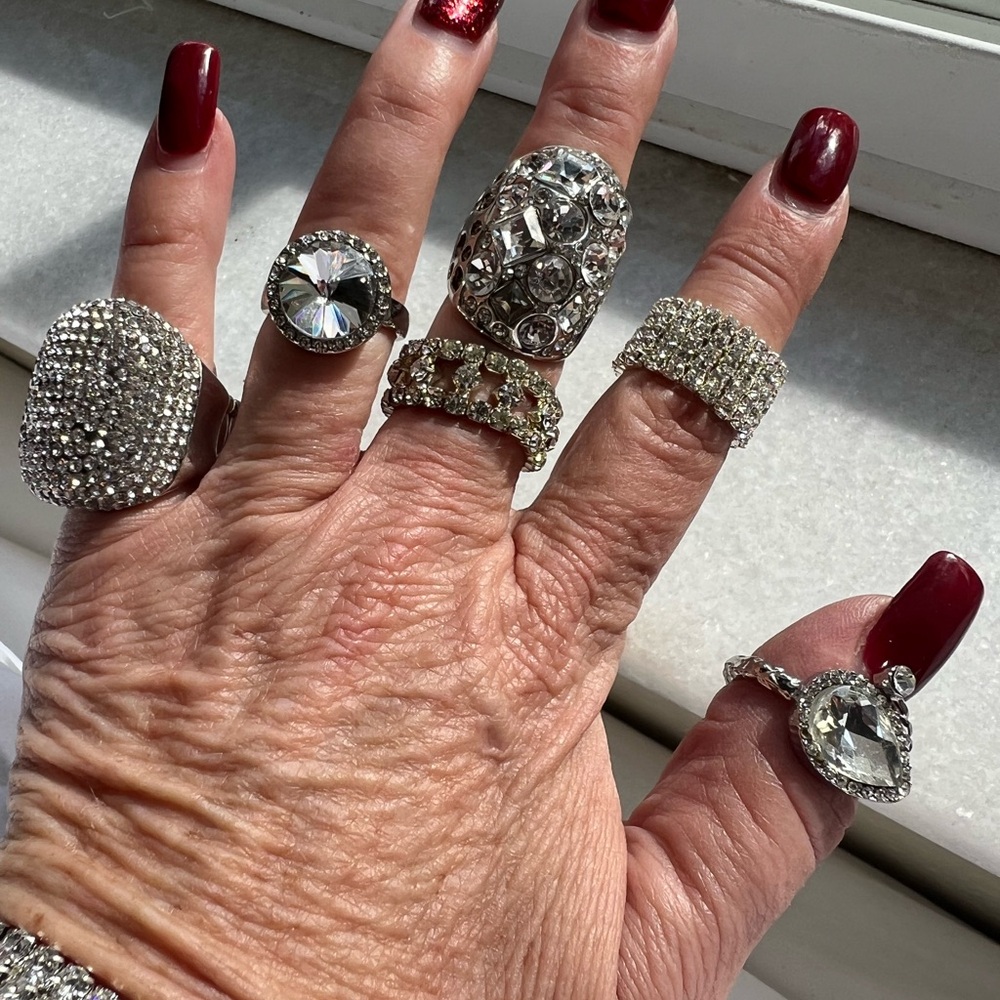 Sparkling Silver Rhinestone rings & Bracelet